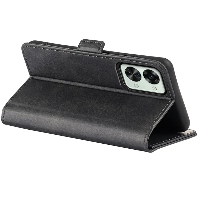 Pour OnePlus Nord 2T 5G Folio Flip Anti-fall Magnetic Cell Phone Case Stand PU Leather Wallet Style Cover - Noir