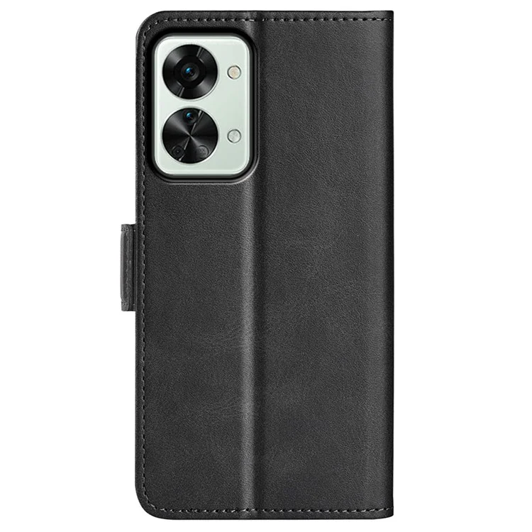Pour OnePlus Nord 2T 5G Folio Flip Anti-fall Magnetic Cell Phone Case Stand PU Leather Wallet Style Cover - Noir