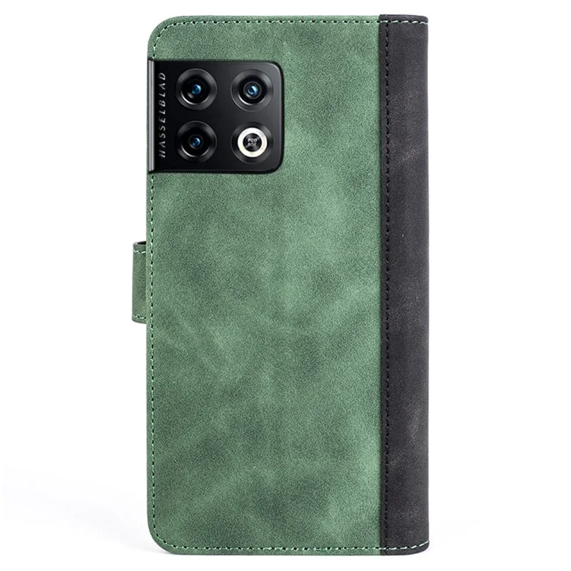 Voor OnePlus 10 Pro Anti-val Stootvaste Telefoonbeschermhoes Flip Leren Hoesje Kleur Samengevoegd Staand Portemonnee Smartphone Hoesje met Kaarthouder - Groen