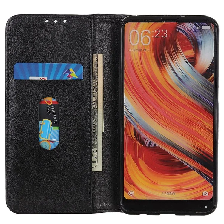 For OnePlus Nord 2T 5G Litchi Texture Split Leather Cover Stand Hidden Magnetic Adsorption Shockproof Flip Wallet Case - Black