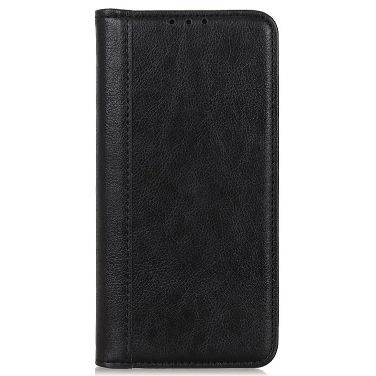 For OnePlus Nord 2T 5G Litchi Texture Split Leather Cover Stand Hidden Magnetic Adsorption Shockproof Flip Wallet Case - Black