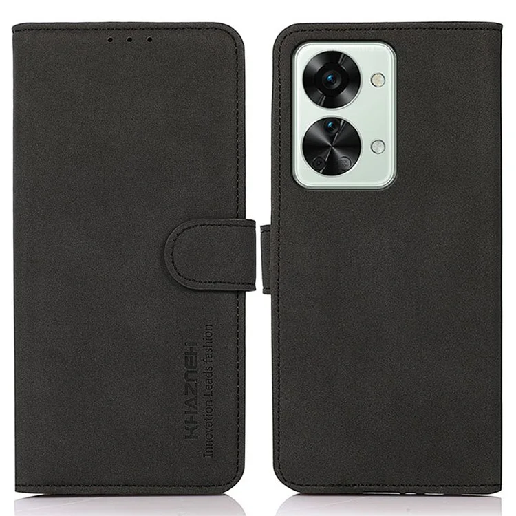 KHAZNEH для OnePlus Nord 2T 5G Магнитный текстурированный PU кожаный чехол-подставка, защитная TPU-оболочка, откидной бумажник - черный