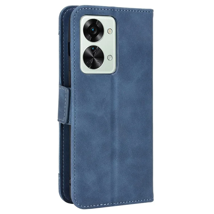 Multiple Card Slots Phone Cover for OnePlus Nord 2T 5G, Folio Flip PU Leather Wallet Stand Case - Blue