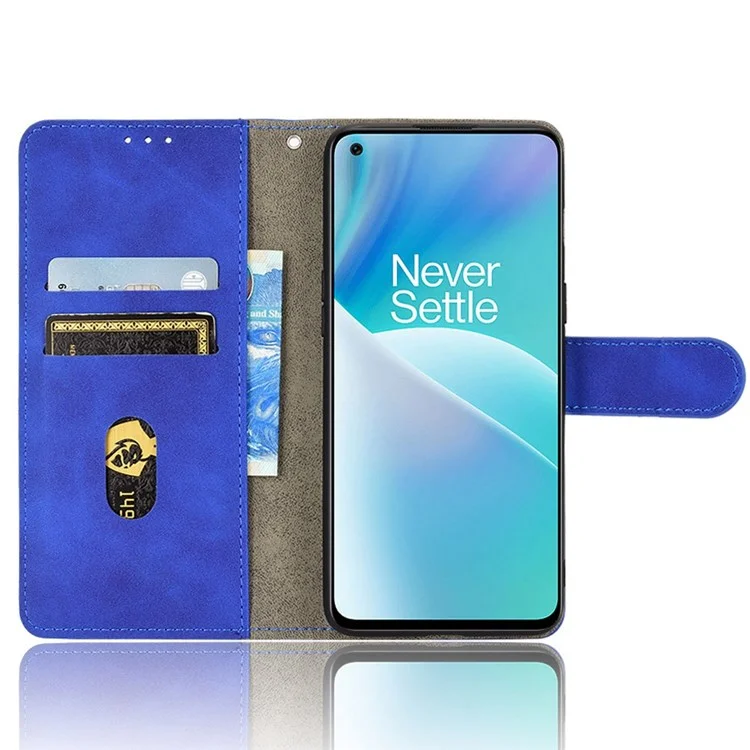 Для OnePlus Nord 2T 5G Против Flip Flip Case Case Skellet Skin Touch Ceely Cuethe Magnetic Core Case с Ремешком Для Запястья - Синий