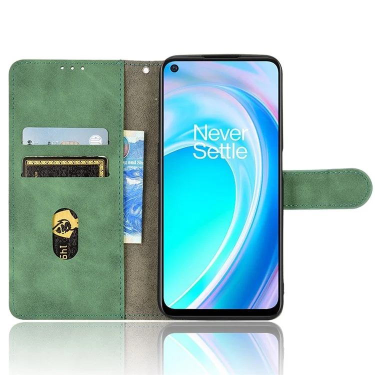 For OnePlus Nord CE 2 Lite 5G Flip Leather Case Stand Phone Cover Skin-touch Feeling Shockproof TPU Inner Shell Wallet Card Holder - Green