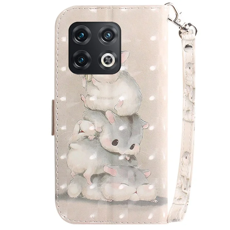 3D Padring Printing Folio Flip Phone Case Para OnePlus 10 Pro 5G, Capa De Couro PU Com Carteira - Empilhando Esquilos