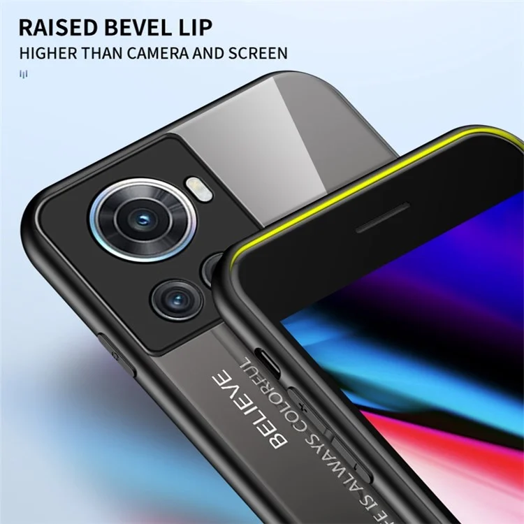 For OnePlus Ace 5G Gradient Color Tempered Glass Phone Case Back Shell Hard PC Soft TPU Edge Anti-Scratch Anti-Drop Cover - Gradient Red Black