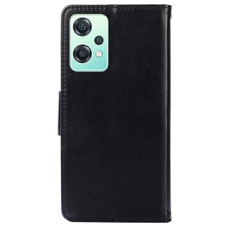 For OnePlus Nord CE 2 Lite 5G Anti-drop Full Covering PU Leather Wallet Case Stand Function Magnetic Closure Shockproof Flip Folio Cover - Black