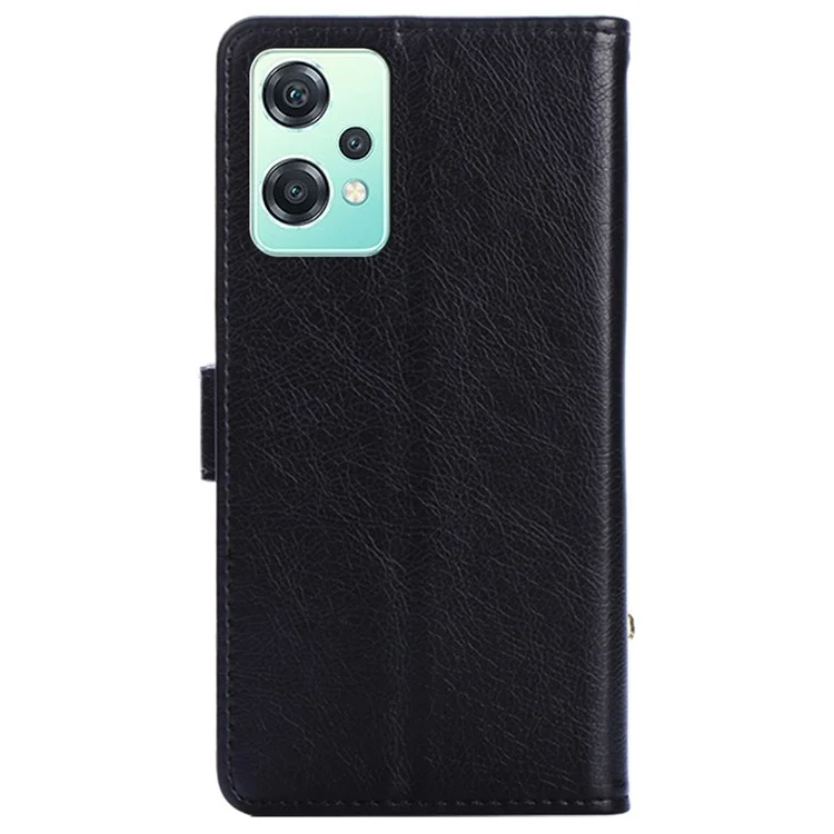 Zipper Pocket Phone Case for OnePlus Nord CE 2 Lite 5G, PU Leather Foldable Stand Cell Phone Cover with Wallet - Black