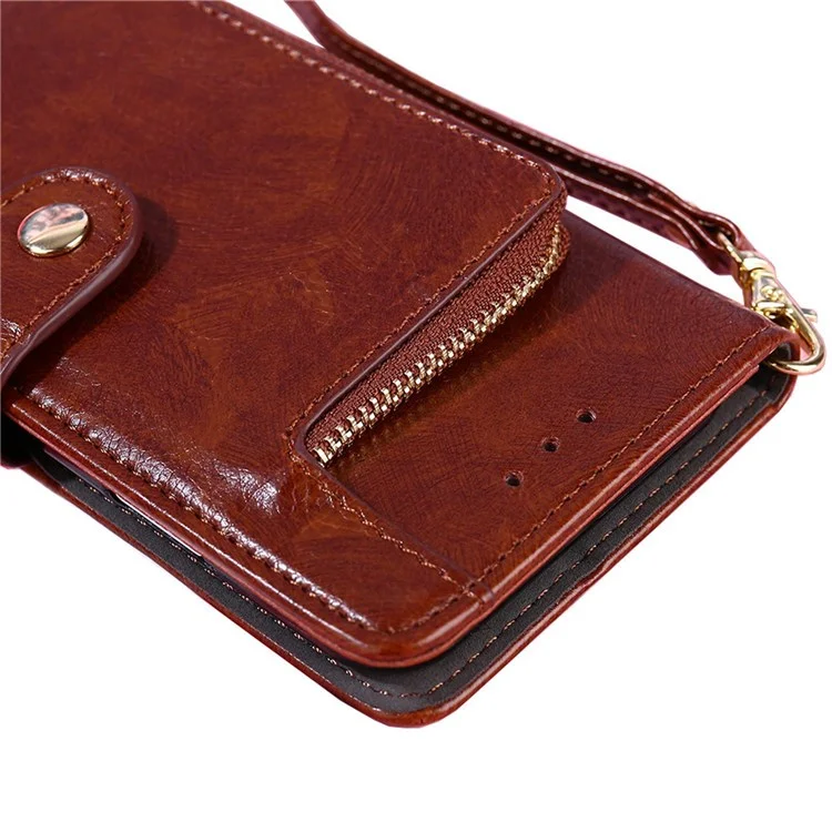 Zipper Pocket Phone Case for OnePlus Nord CE 2 Lite 5G, PU Leather Foldable Stand Cell Phone Cover with Wallet - Black