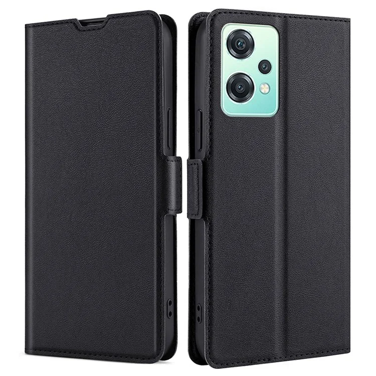 For OnePlus Nord CE 2 Lite 5G Shockproof PU Leather Flip Case with Card Slot Ultra Slim Magnetic Clasp Stand Phone Cover - Black