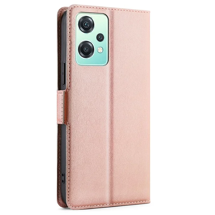 For OnePlus Nord CE 2 Lite 5G Shockproof PU Leather Flip Case with Card Slot Ultra Slim Magnetic Clasp Stand Phone Cover - Rose Gold