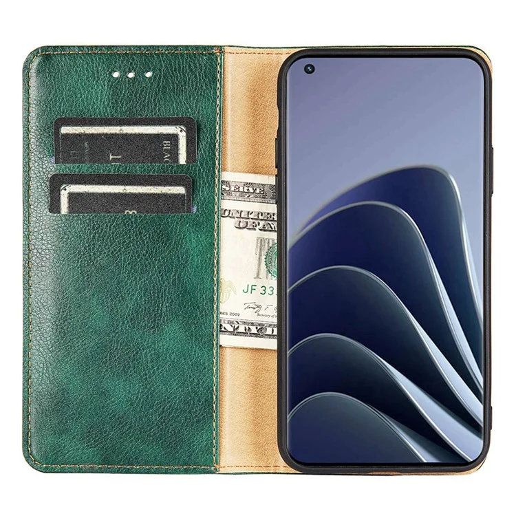 For OnePlus Nord CE 2 Lite 5G Shockproof Phone Case Stand Wallet PU Leather Magnetic Absorption Protective Cover - Green