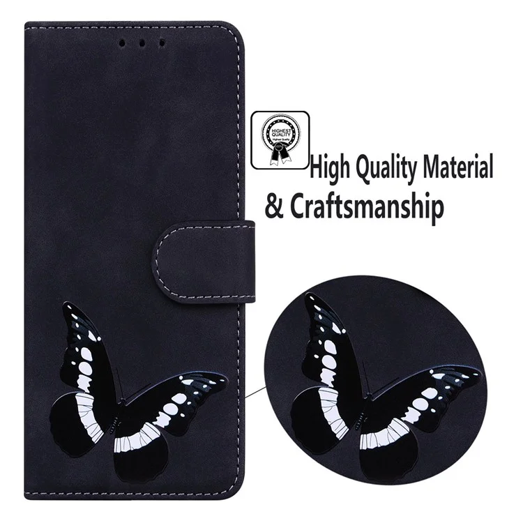 Pour OnePlus Nord CE 2 Lite 5G Butterfly Pattern Printing Phone Case Skin-touch PU Leather Flip Stand Magnetic Book Wallet Cover - Noir