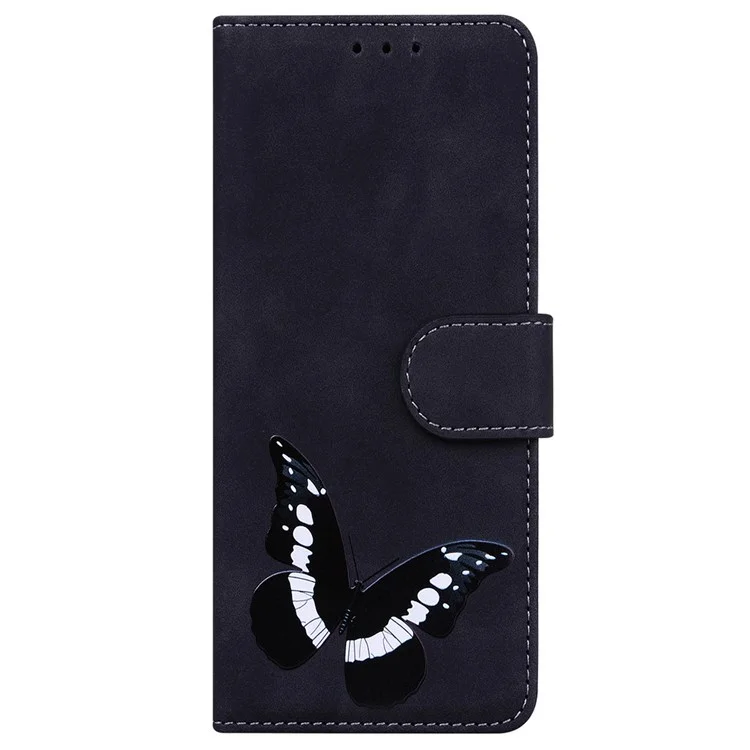 Pour OnePlus Nord CE 2 Lite 5G Butterfly Pattern Printing Phone Case Skin-touch PU Leather Flip Stand Magnetic Book Wallet Cover - Noir
