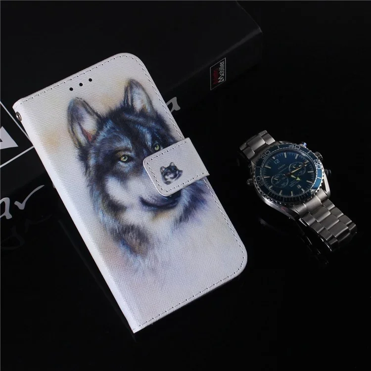 For OnePlus Nord CE 2 Lite 5G PU Leather Book Case Anti-drop Pattern Printing Wallet Stand Magnetic Cover with Strap - Wolf