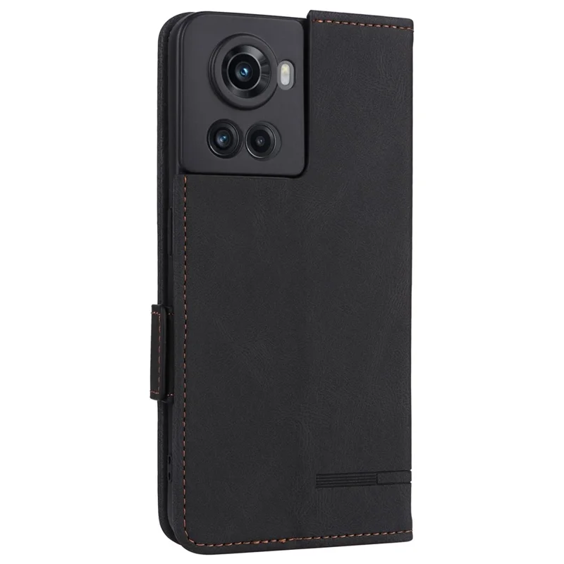For OnePlus 10R 5G/Ace 5G Hardware Design PU Leather Wallet Stand Case Folio Flip Phone Cover - Black