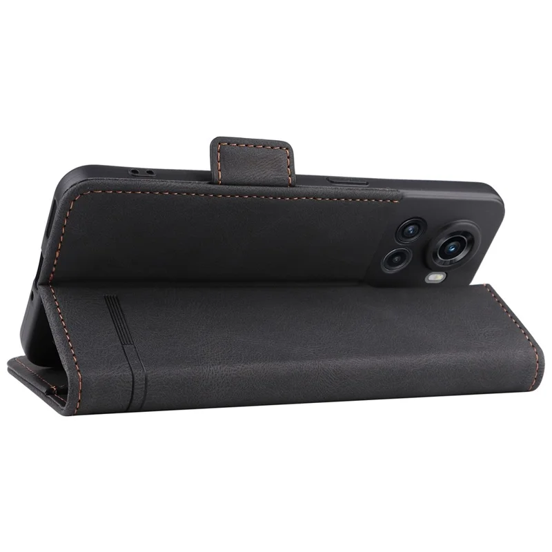 For OnePlus 10R 5G/Ace 5G Hardware Design PU Leather Wallet Stand Case Folio Flip Phone Cover - Black