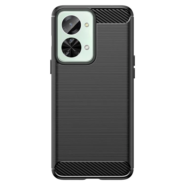 For OnePlus Nord 2T 5G Light Slim TPU Phone Case Carbon Fiber Texture Brushed Surface Shockproof Cover - Black