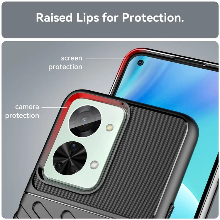 Для OnePlus Nord 2T 5G Thunder Series Thickened TPU Phone Case Twill Texture Wear-resistant Shell - Черный