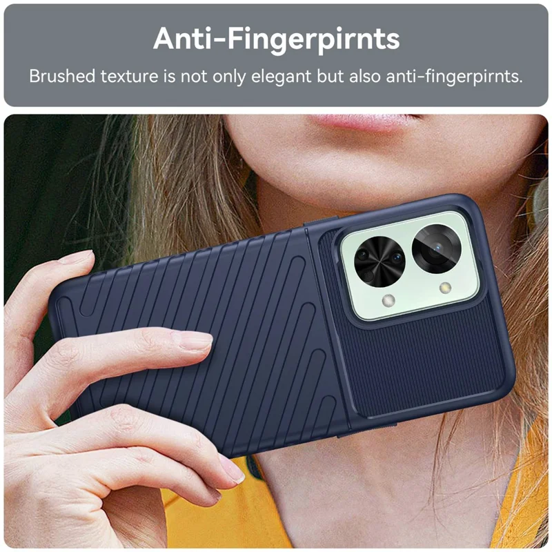 For OnePlus Nord 2T 5G Thunder Series Thickened TPU Phone Case Twill Texture Wear-resistant Shell - Blue