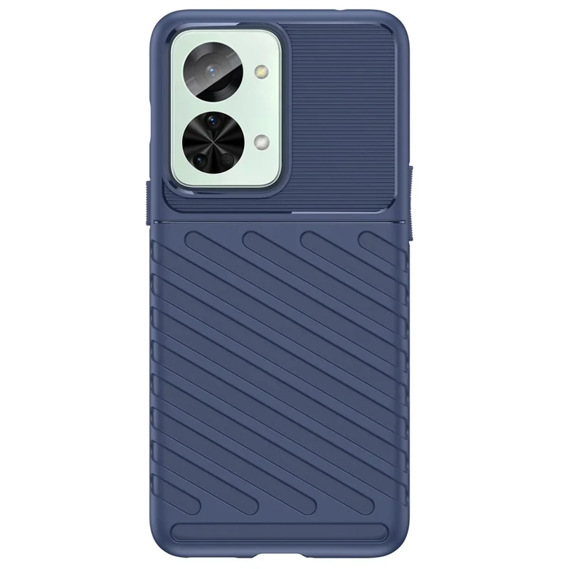 For OnePlus Nord 2T 5G Thunder Series Thickened TPU Phone Case Twill Texture Wear-resistant Shell - Blue