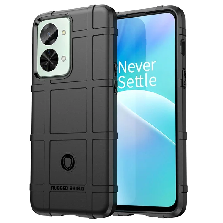 Для OnePlus Nord 2T 5G Прочный чехол с рифленым квадратным дизайном из мягкого TPU - Черный