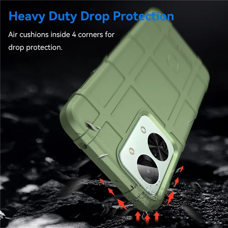 Para OnePlus Nord 2T 5G Diseño Cuadrado Rugged Square Diseño Soft TPU Case de Teléfono Duradera Con Caparazón Bien Protegido - Verde