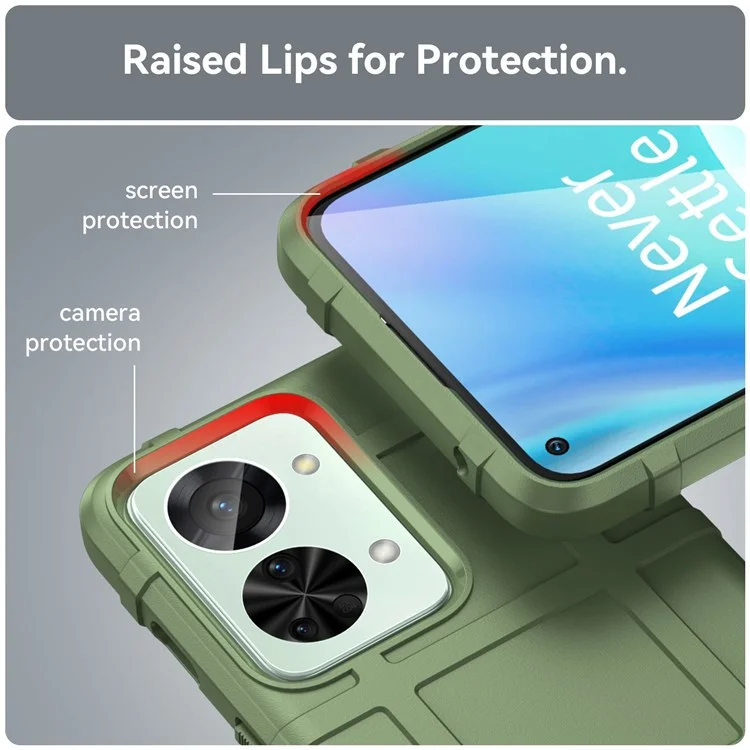 Para OnePlus Nord 2T 5G Diseño Cuadrado Rugged Square Diseño Soft TPU Case de Teléfono Duradera Con Caparazón Bien Protegido - Verde