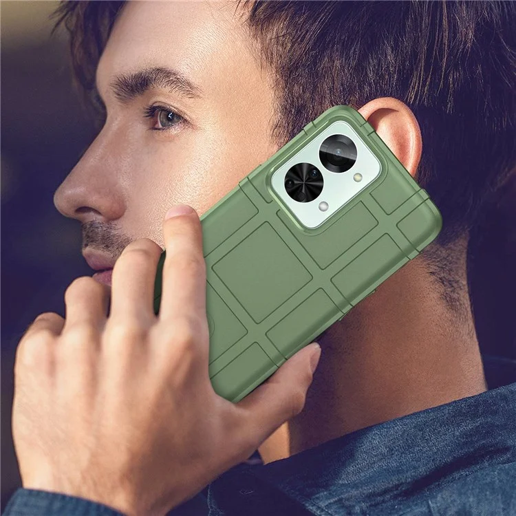 Para OnePlus Nord 2T 5G Diseño Cuadrado Rugged Square Diseño Soft TPU Case de Teléfono Duradera Con Caparazón Bien Protegido - Verde