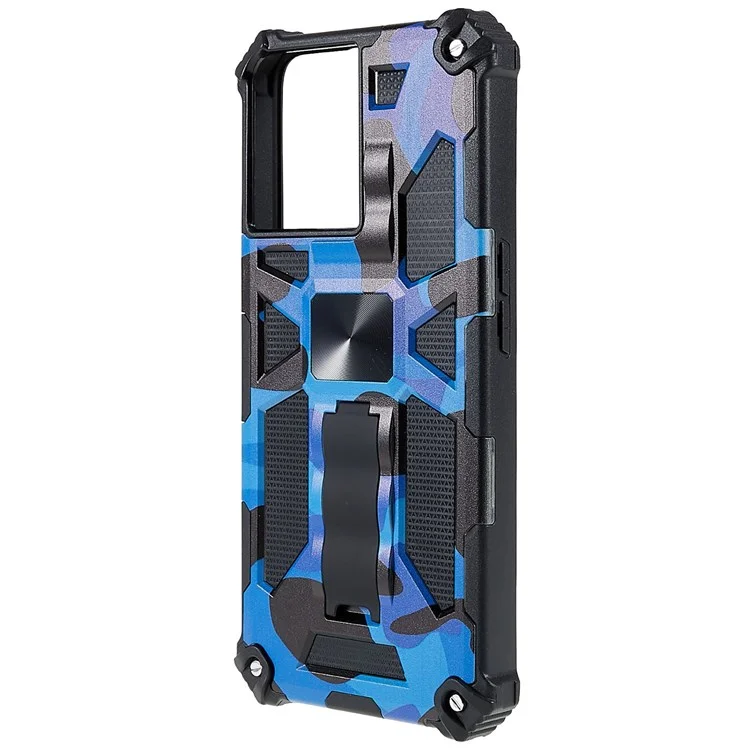 Für OnePlus Ace 5G Military Grade Camouflage Kickstand Phone Case PC + TPU Drop-soach-schutzschutzabdeckung - Dunkelblau