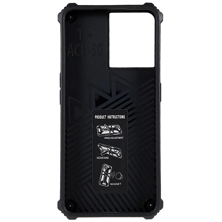 Para OnePlus Ace 5G Grado Militar Camuflage Kickstand Case de Teléfono PC + TPU Proporcionar a Prueba de Caída - Verde Claro