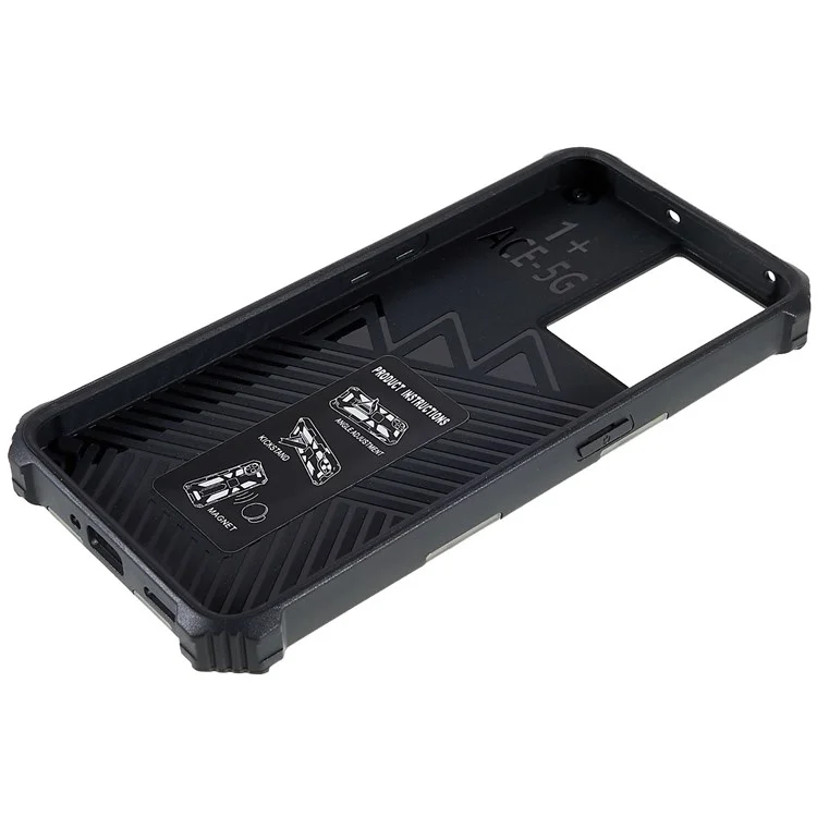 Para OnePlus Ace 5G Grado Militar Camuflage Kickstand Case de Teléfono PC + TPU Proporcionar a Prueba de Caída - Verde Claro