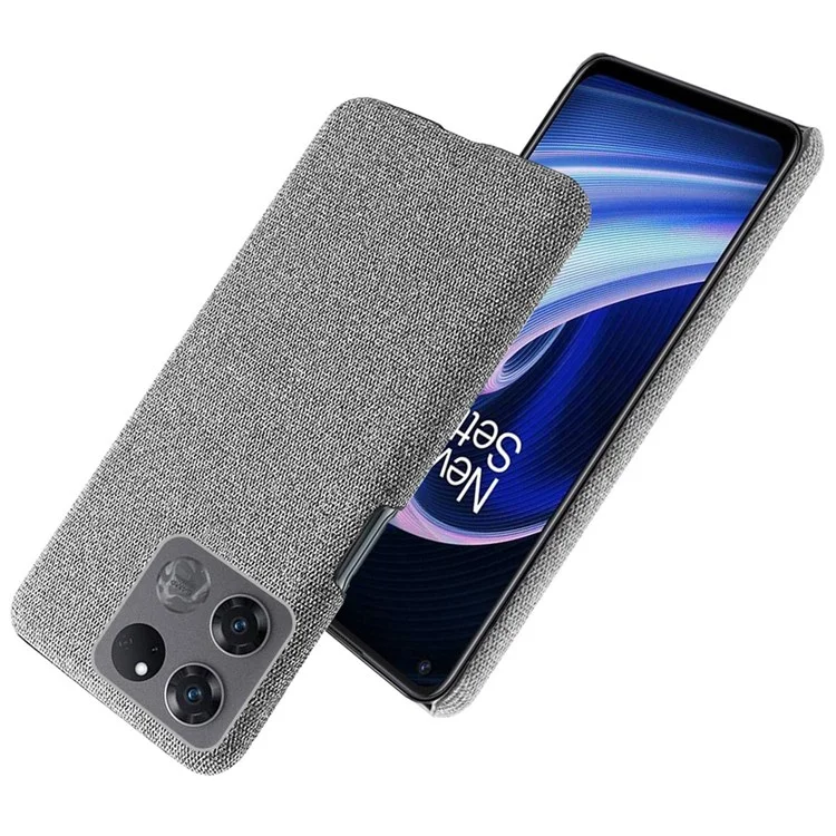 Per OnePlus Ace Racing 5G Anti-caduta Hard PC + Cloth Phone Cover Solid Color Wear-resistant Mobile Phone Case - Light Grey