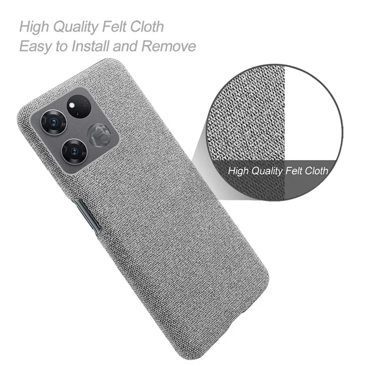 Per OnePlus Ace Racing 5G Anti-caduta Hard PC + Cloth Phone Cover Solid Color Wear-resistant Mobile Phone Case - Light Grey