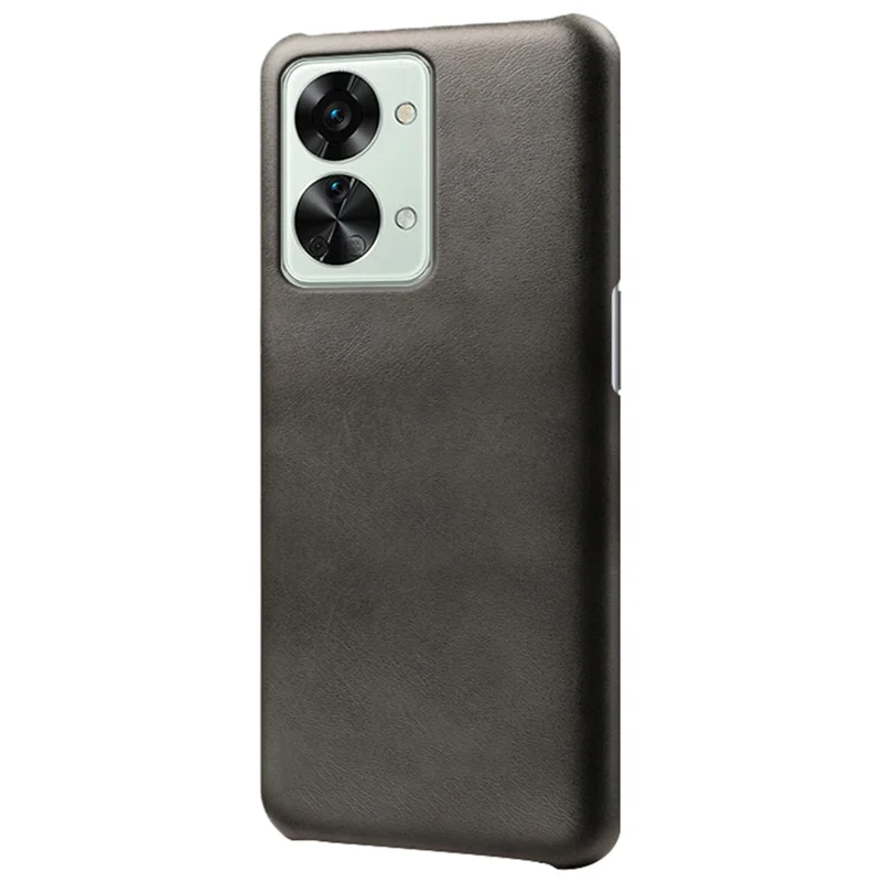 Pour OnePlus Nord 2T 5G Coque de téléphone légère en cuir texturé Revêtement en PU Anti-rayures Boîtier de protection PC dur - Noir
