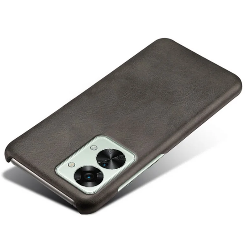 Pour OnePlus Nord 2T 5G Coque de téléphone légère en cuir texturé Revêtement en PU Anti-rayures Boîtier de protection PC dur - Noir