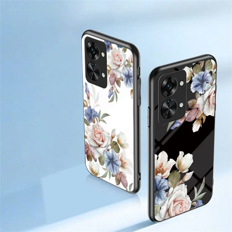 Para OnePlus Nord 2T 5G Funda de teléfono con patrón de flores con soporte - Negro Arbusto Floral