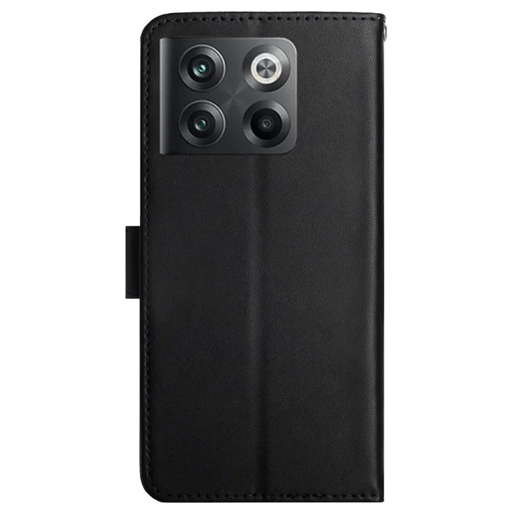 HT02 For OnePlus 10T 5G / Ace Pro 5G Nappa Texture Phone Case Genuine Leather Wallet Stand Drop-proof Cover - Black