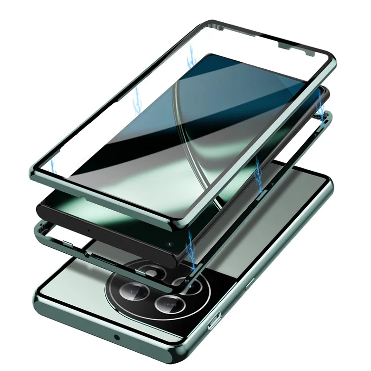 Coque de téléphone en verre trempé et métal pour OnePlus 11 5G - Vert foncé