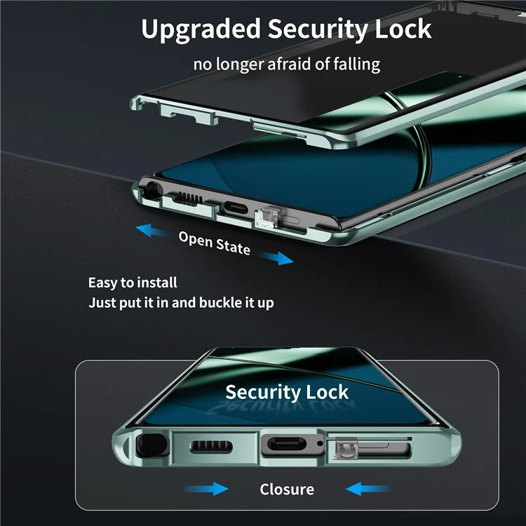 Custodia in Metallo Per OnePlus 11 5G Pc+telefono di Vetro Temperato Protezione Completa Con Blocco - Verde Scuro