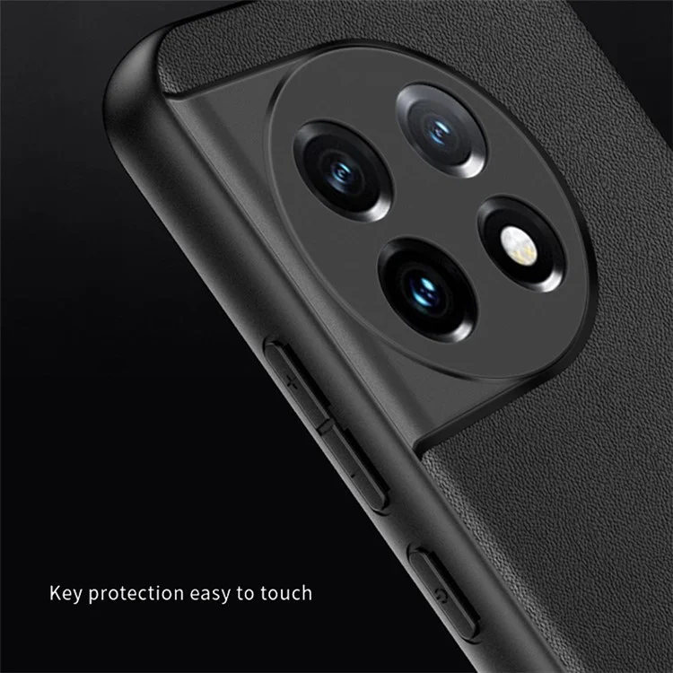 Для OnePlus 11 5G ударопрочный защитный чехол из ПУ-кожи с тонким покрытием из поликарбоната - зеленый