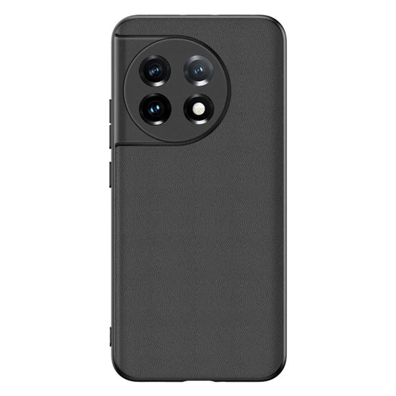 For OnePlus 11 5G Drop-proof Back Cover Ultra-thin PU Leather Coated PC Phone Case - Black