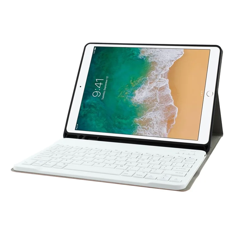 2-in-1 Bluetooth-compatible Keyboard with Removable Leather Stand Protective Case and Pen Slot for iPad Pro 10.5-inch (2017) - Rose Gold
