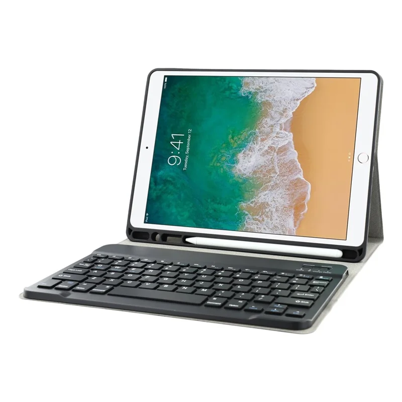 2-em-1 Teclado Bluetooth Com Estojo De Couro Removível Estojo Protetor E Slot Caneta Para Ipad Pro 10.5 Polegadas (2017) - Azul Escuro