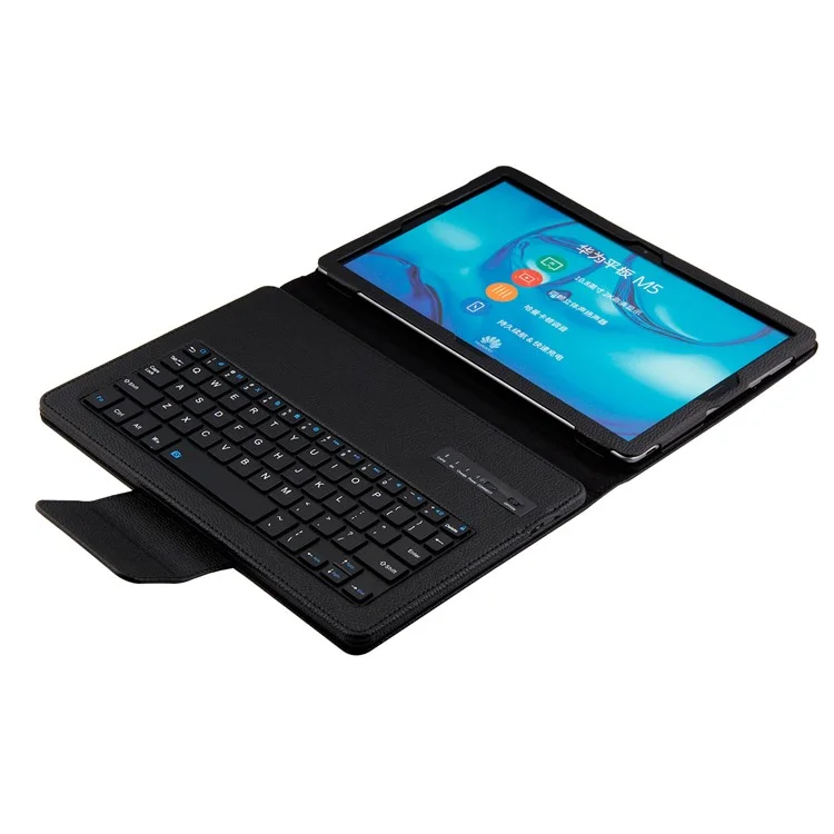 Black - Detachable Bluetooth Keyboard Litchi Leather Case for Huawei MediaPad M5 10/M5 10 (Pro)