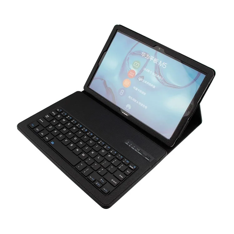 Black - Detachable Bluetooth Keyboard Litchi Leather Case for Huawei MediaPad M5 10/M5 10 (Pro)