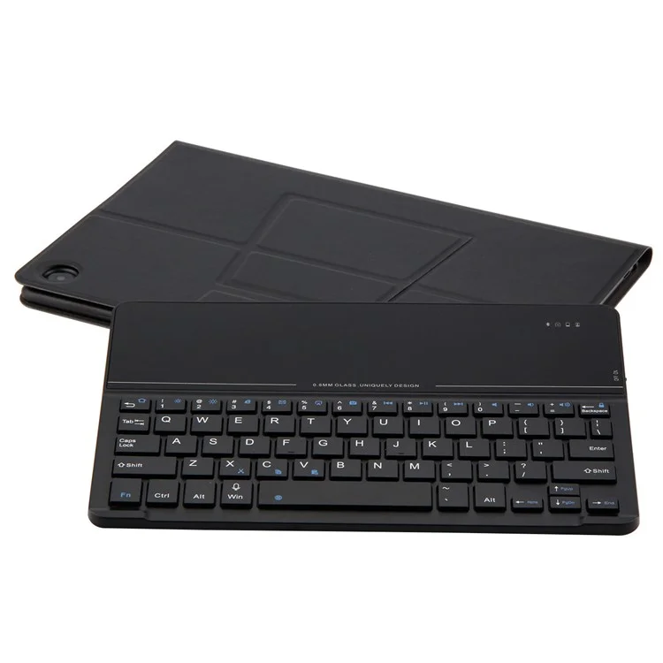 Black - Slim Leather Stand Case with Detachable Tempered Glass Mirror Bluetooth Keyboard for Huawei MediaPad M5 10/M5 10 (Pro)
