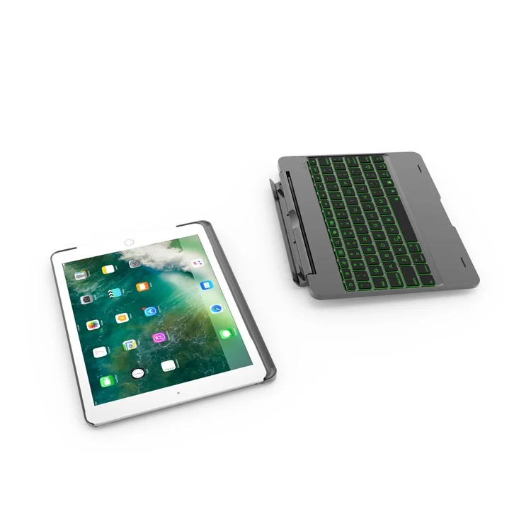 F02S Multi-color Backlight Bluetooth 4.0 Keyboard Case for iPad 9.7 (2018)/9.7 (2017)/Pro 9.7 inch/Air 2/Air - Black