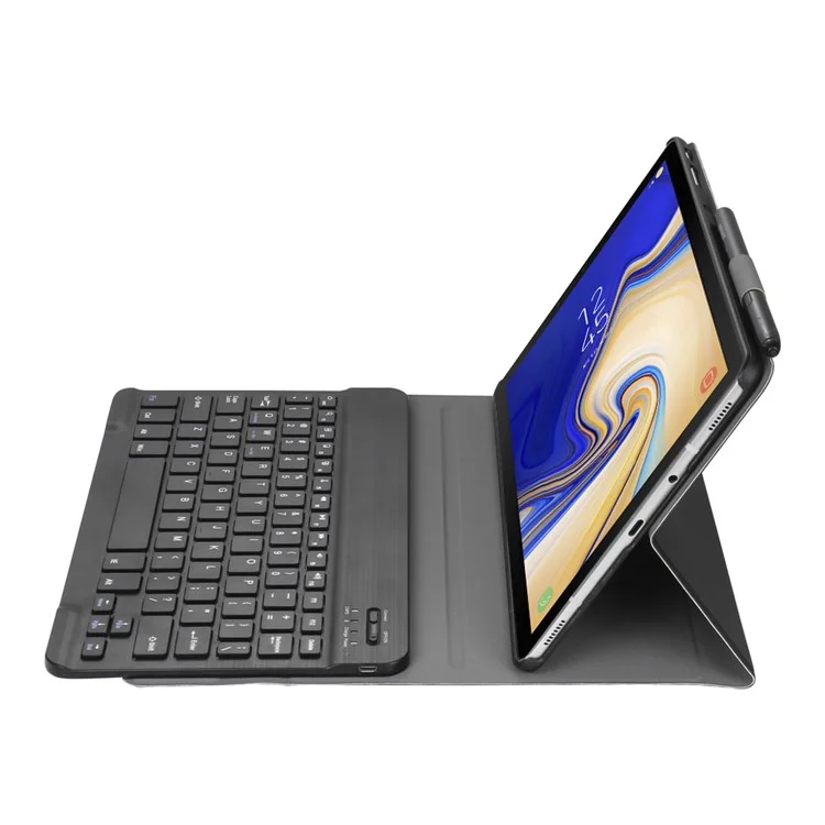 Abnehmbare Bluetooth -tastatur PU Lederschutzabdeckung Hülle Für Samsung Galaxy Tab A 10.5 (2018) T590 T595 - Schwarz